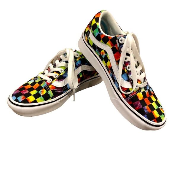 Vans Shoes - Vans Old Skool Sneaker W 5 / Y 3.5 Tie Dye Checkered Comfycush Lace Up Low Top